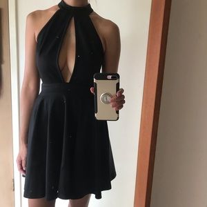 Low Cut Black Cocktail Dress